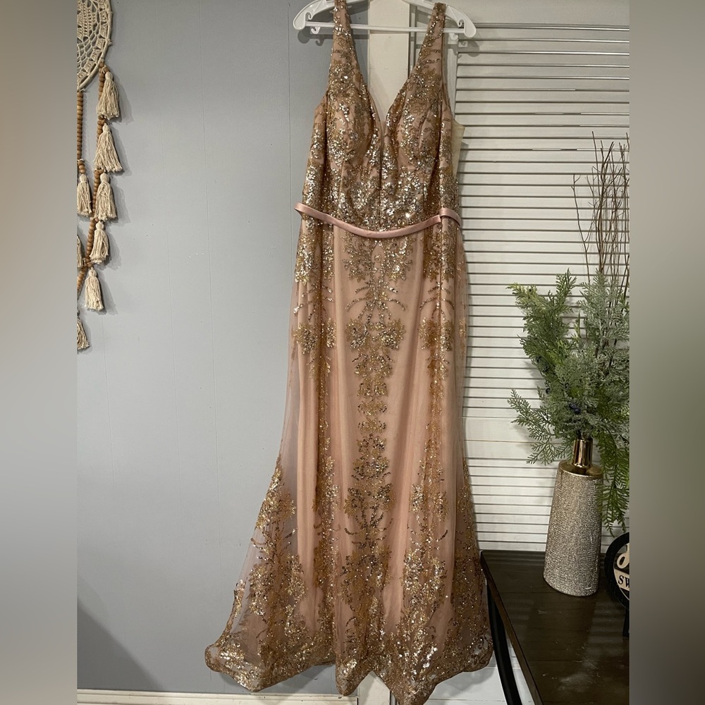 Rose gold and gold dress